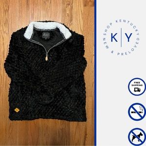 Simply Southern Womens Black Fluffy Zip Pullover